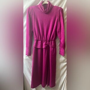 Vintage Fuschia Wool Sweater Dress Size 12 - see measurements #10217